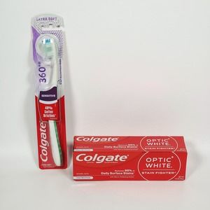 Colgate Toothpaste & 360 Toothbrush Optic White Mint Flavored - Extra Soft 01/26